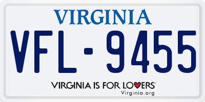 VA license plate VFL9455