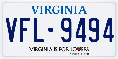 VA license plate VFL9494