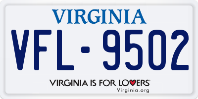 VA license plate VFL9502