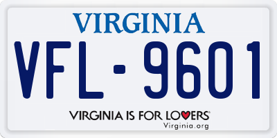 VA license plate VFL9601