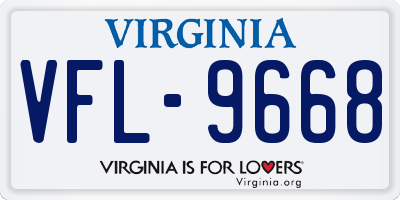 VA license plate VFL9668