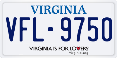 VA license plate VFL9750