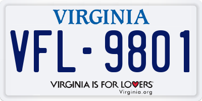 VA license plate VFL9801