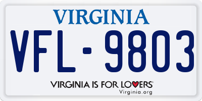 VA license plate VFL9803