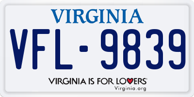 VA license plate VFL9839
