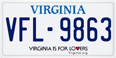 VA license plate VFL9863
