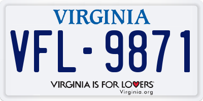 VA license plate VFL9871