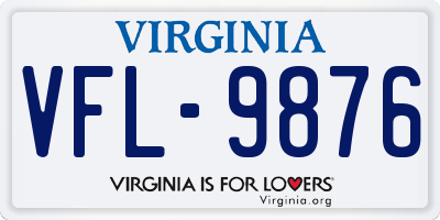 VA license plate VFL9876