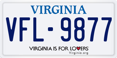 VA license plate VFL9877