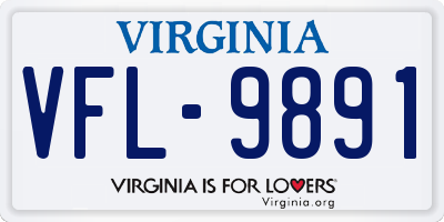 VA license plate VFL9891