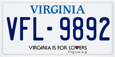 VA license plate VFL9892