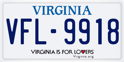 VA license plate VFL9918