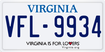 VA license plate VFL9934