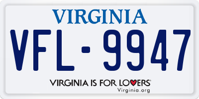 VA license plate VFL9947