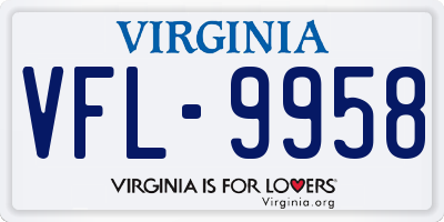 VA license plate VFL9958