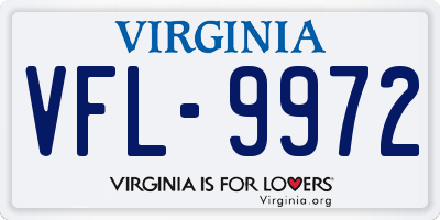 VA license plate VFL9972