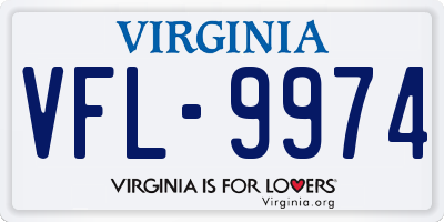 VA license plate VFL9974