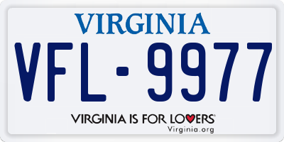 VA license plate VFL9977