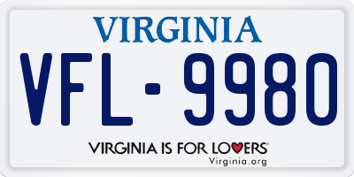 VA license plate VFL9980