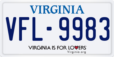 VA license plate VFL9983