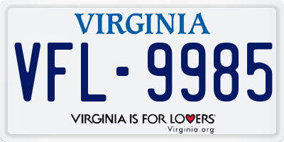 VA license plate VFL9985