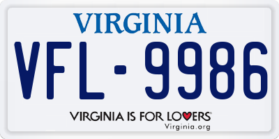 VA license plate VFL9986