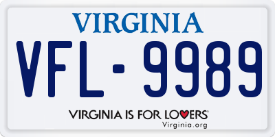 VA license plate VFL9989