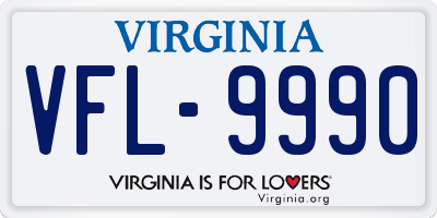 VA license plate VFL9990