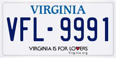 VA license plate VFL9991