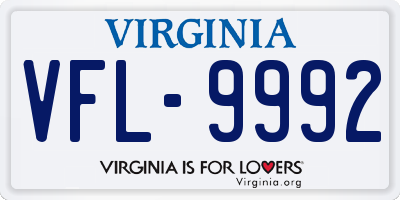 VA license plate VFL9992