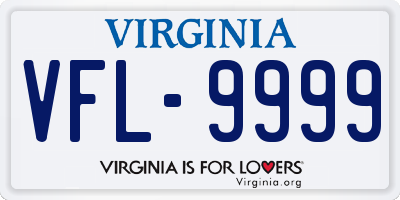 VA license plate VFL9999
