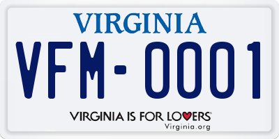 VA license plate VFM0001