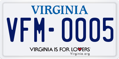 VA license plate VFM0005