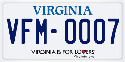 VA license plate VFM0007