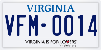 VA license plate VFM0014