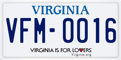 VA license plate VFM0016