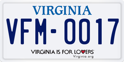VA license plate VFM0017