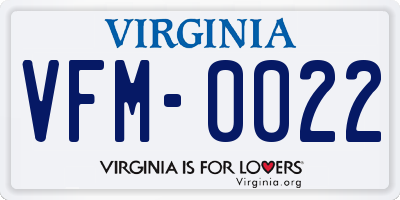 VA license plate VFM0022
