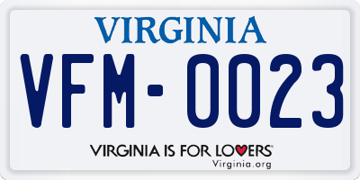 VA license plate VFM0023