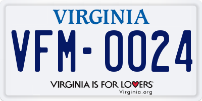 VA license plate VFM0024