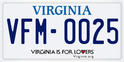 VA license plate VFM0025