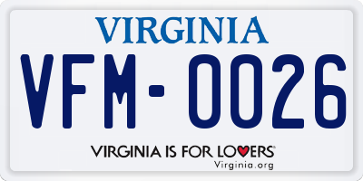 VA license plate VFM0026