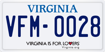 VA license plate VFM0028