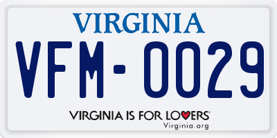 VA license plate VFM0029