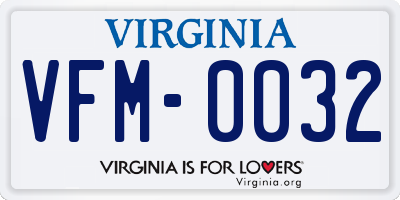 VA license plate VFM0032
