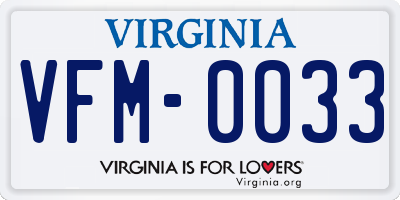VA license plate VFM0033