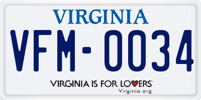 VA license plate VFM0034