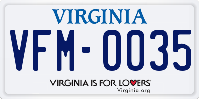 VA license plate VFM0035