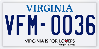VA license plate VFM0036