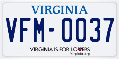 VA license plate VFM0037